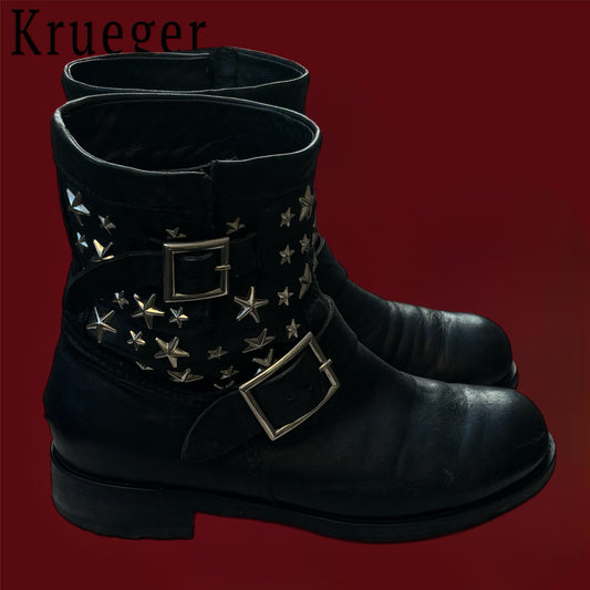 Jimmy Choo Biker Leather w Stars Boots