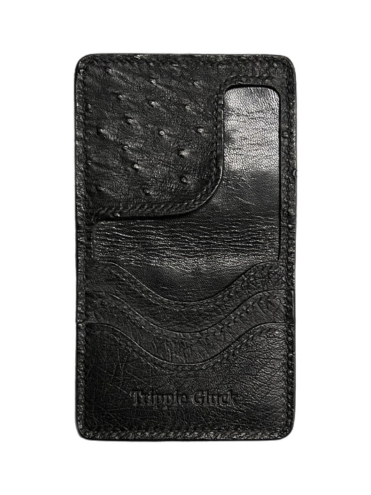 Black Ostrich Leather Wallet