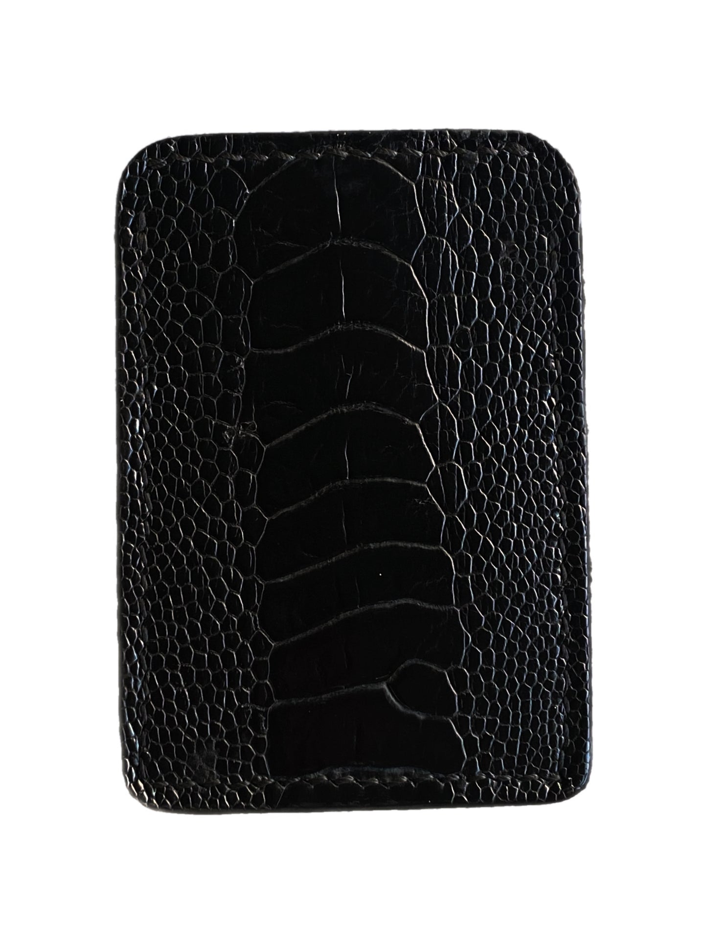 Black Ostrich Leg Leather Cardholder