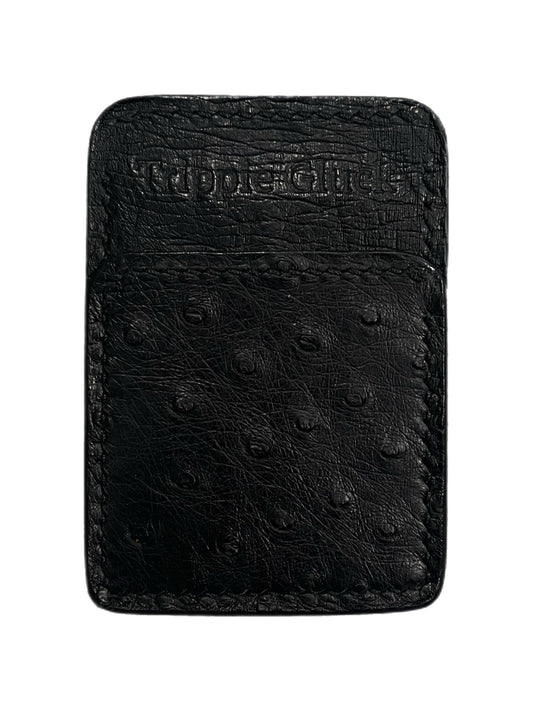 Black Ostrich Leather Cardholder