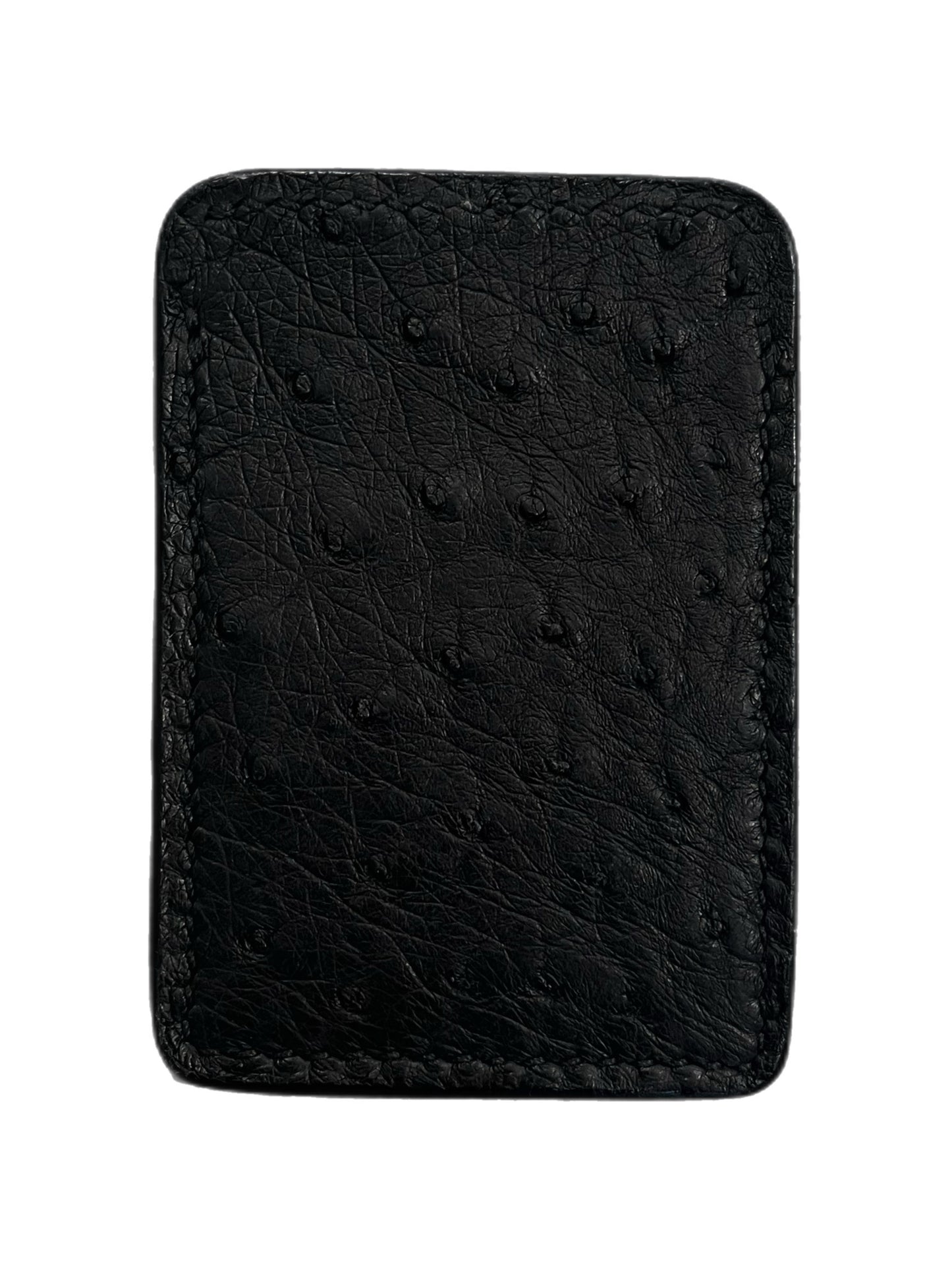 Black Ostrich Leather Cardholder