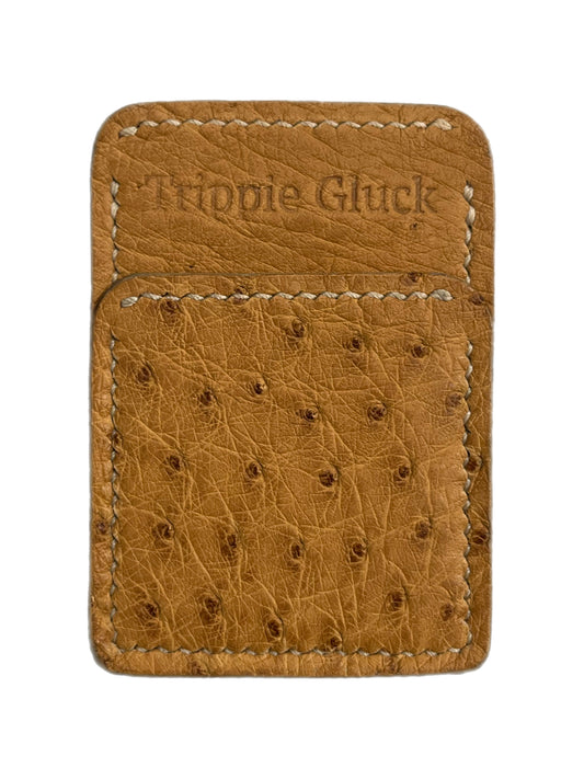 Sand Ostrich Leather Cardholder