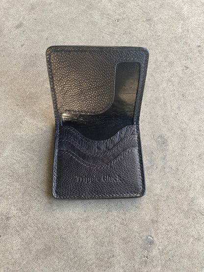 Black Ostrich Leg Leather Wallet