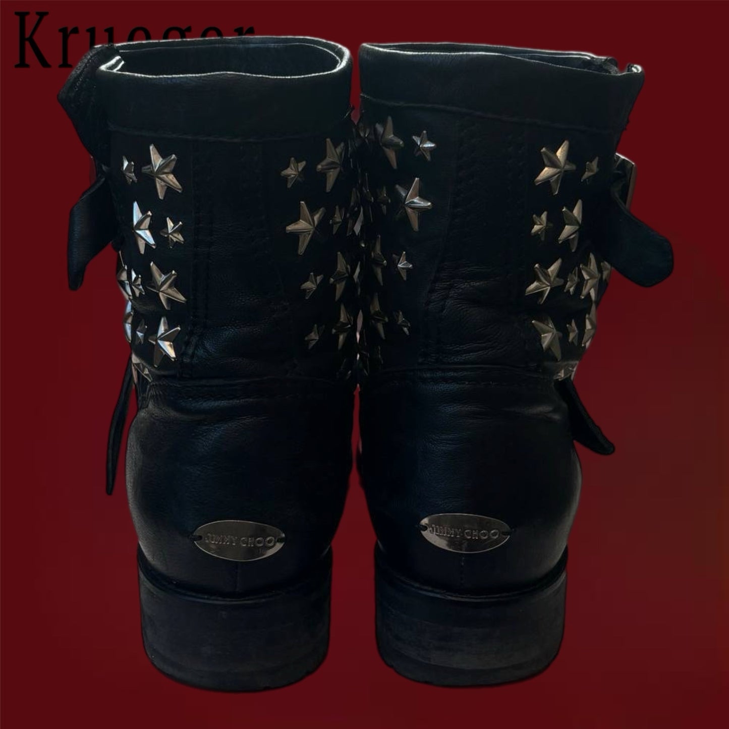 Jimmy Choo Biker Leather w Stars Boots