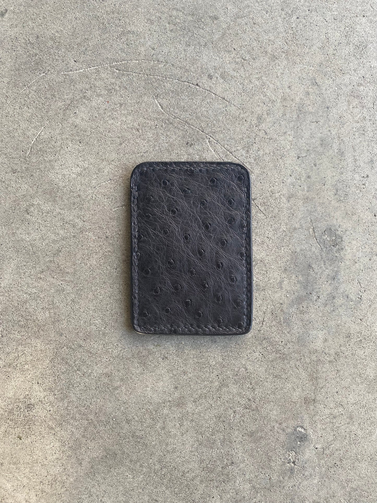 Black Ostrich Leather Cardholder