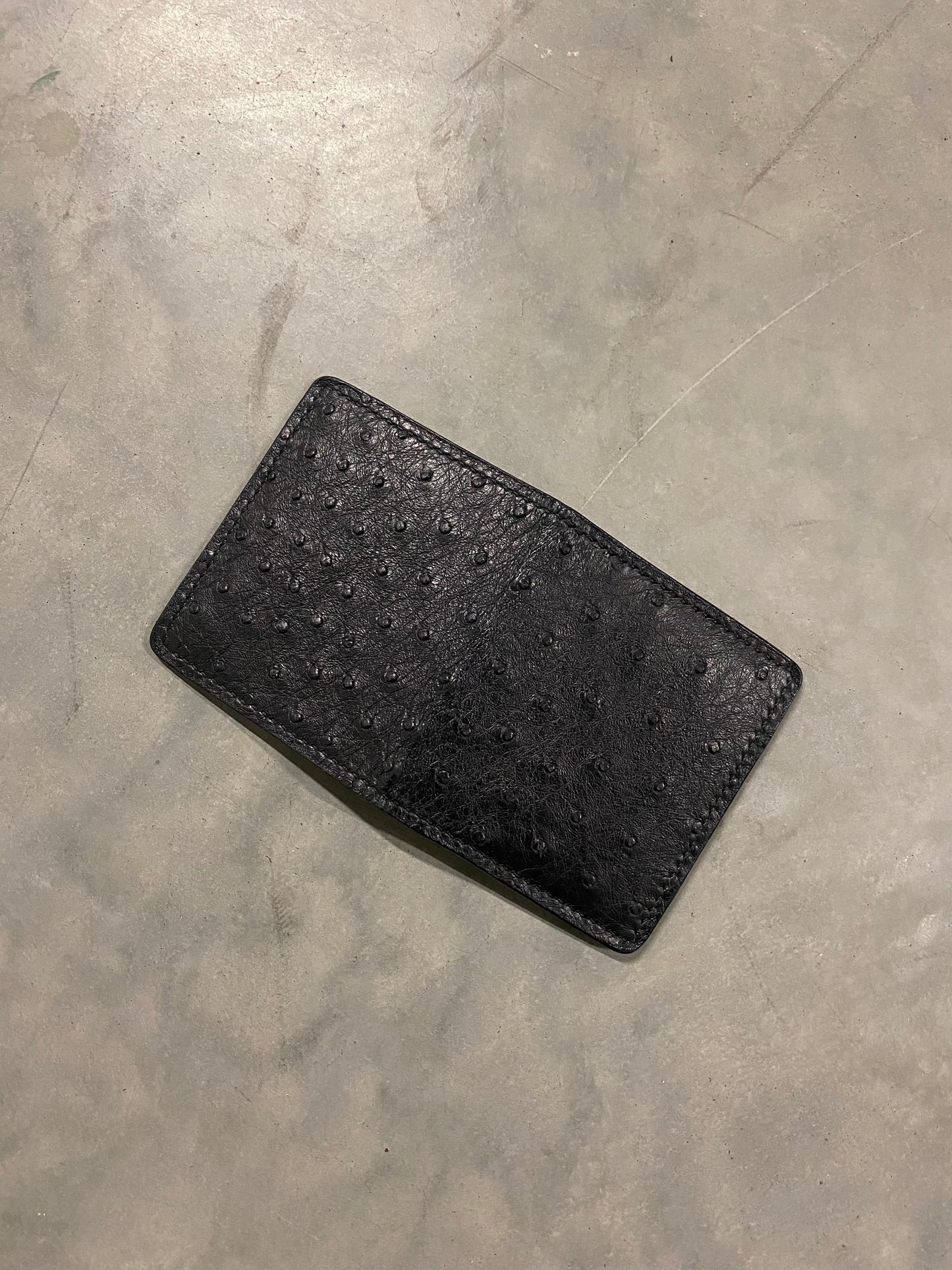 Black Ostrich Leather Wallet