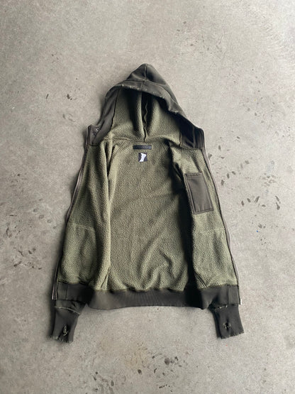 D/D Dye Distressed Zipper Hybrid Graphite Khaki Hoodie