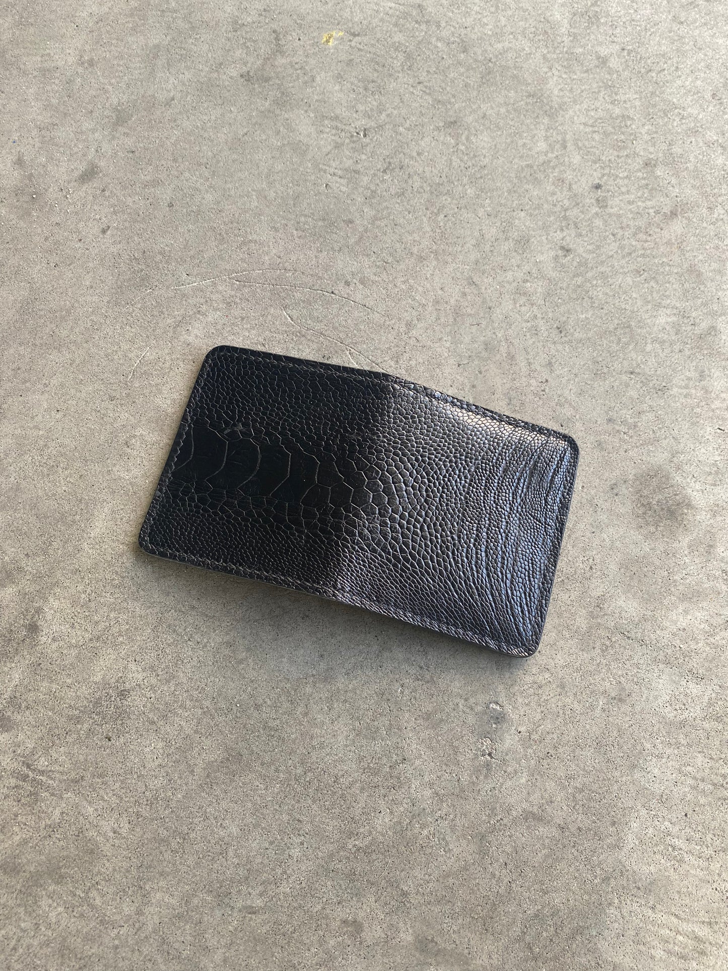 Black Ostrich Leg Leather Wallet