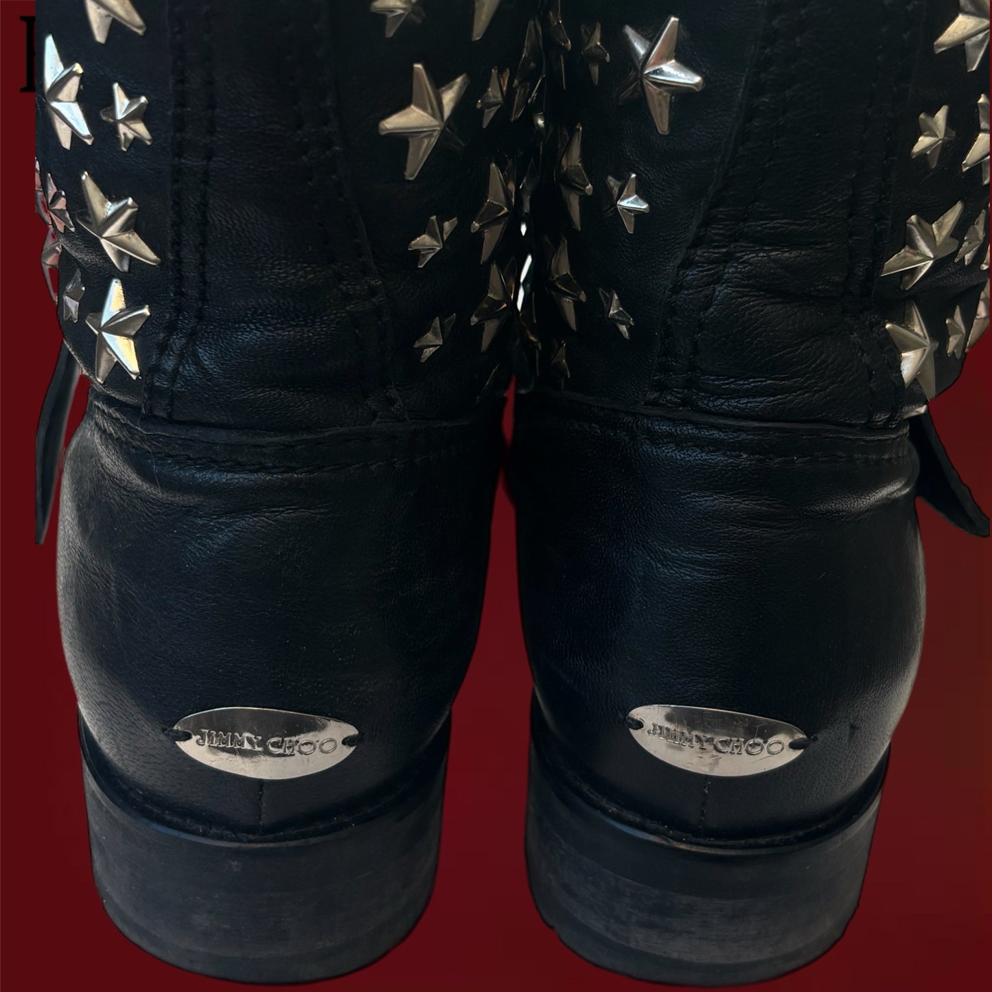 Jimmy Choo Biker Leather w Stars Boots