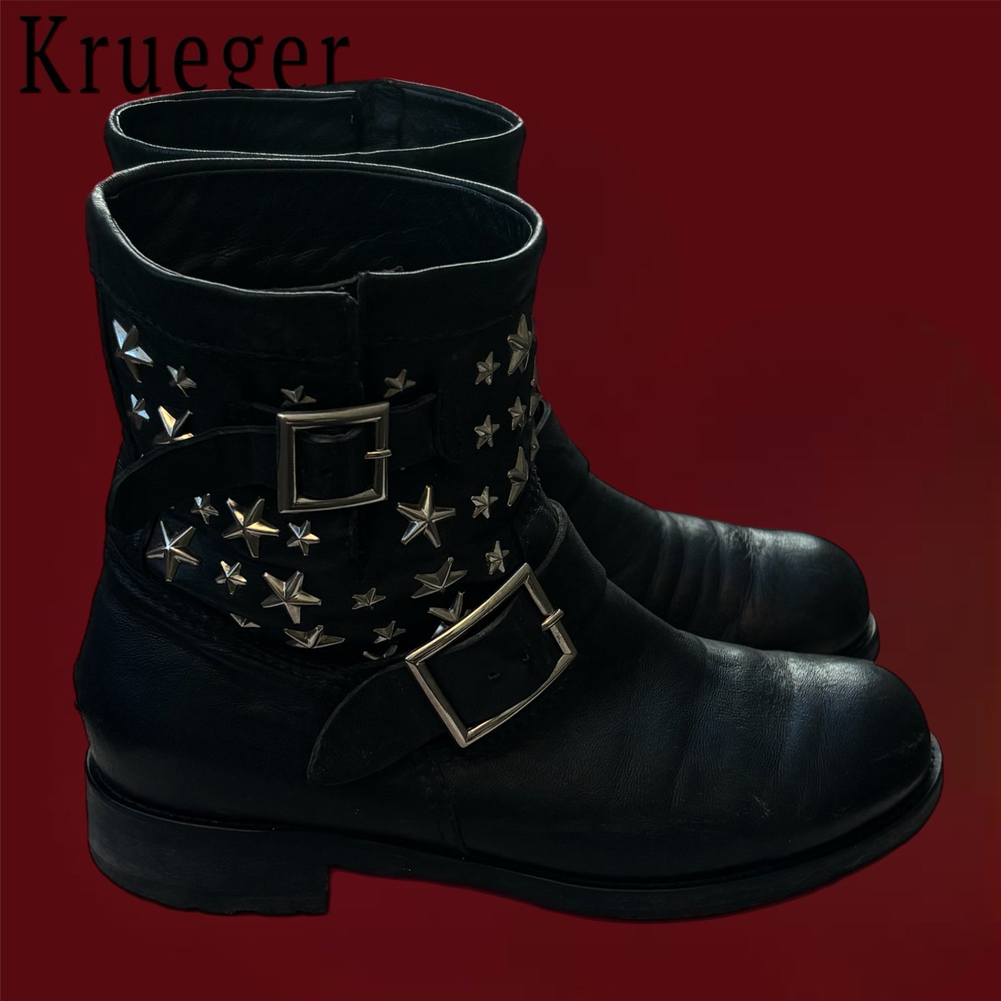 Jimmy Choo Biker Leather w Stars Boots
