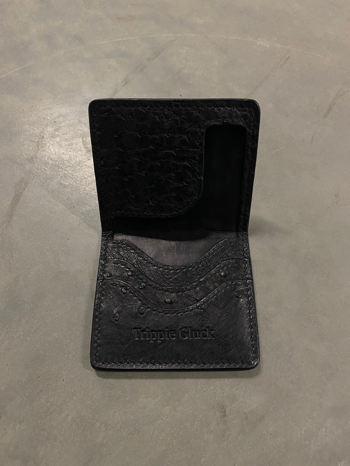 Black Ostrich Leather Wallet