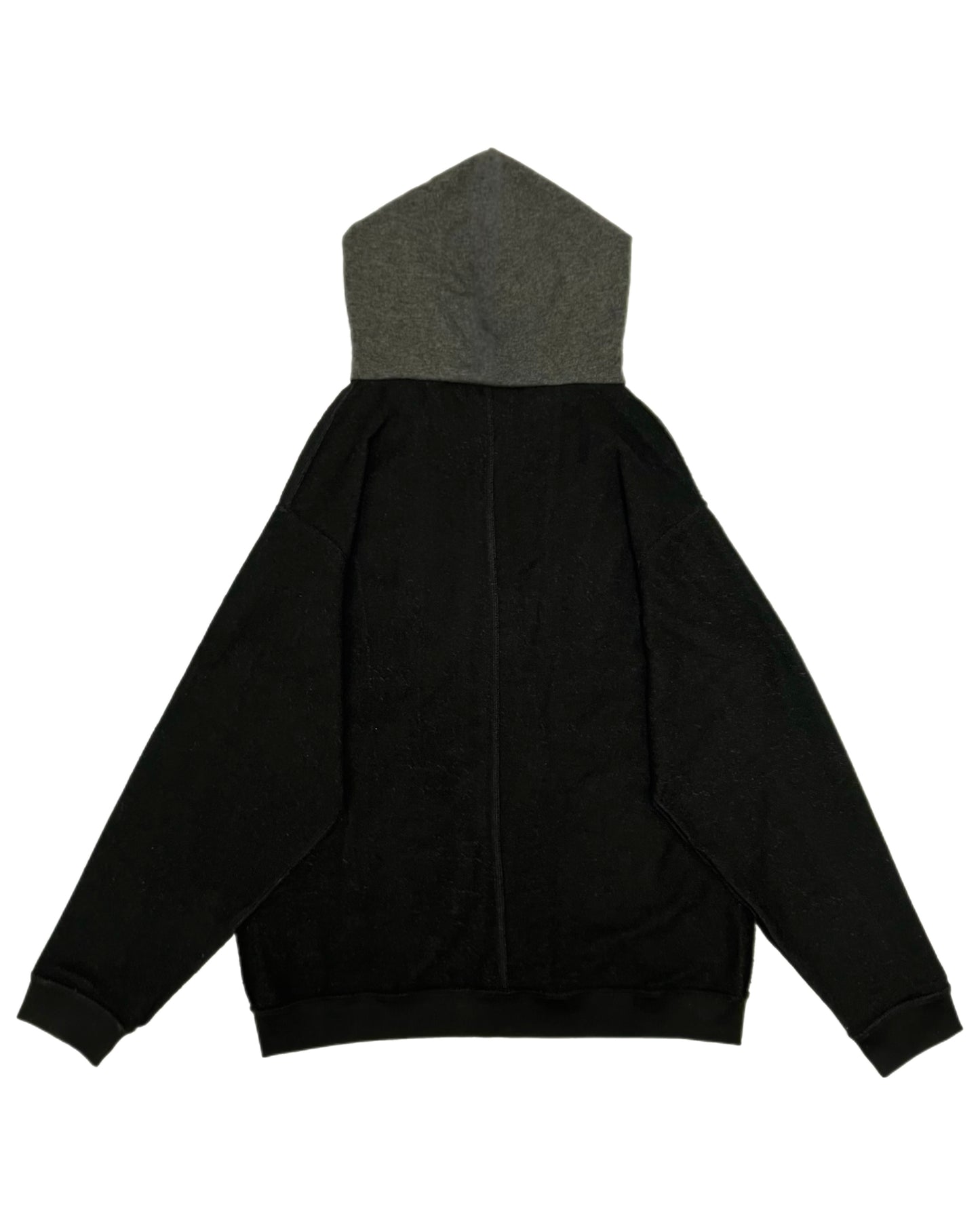 “ROUGH” Inside-Out Oversized Basic V Zip Hoodie