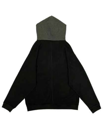 “ROUGH” Inside-Out Oversized Basic V Zip Hoodie