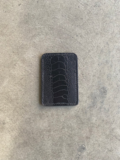 Black Ostrich Leg Leather Cardholder