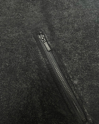 “ROUGH” Inside-Out Oversized Painted V Zip Hoodie