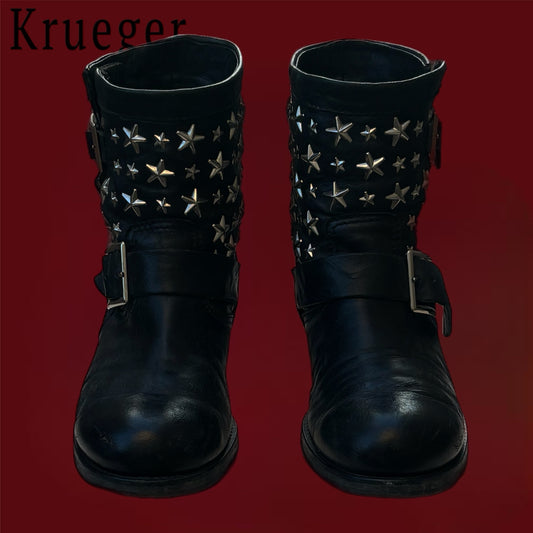 Jimmy Choo Biker Leather w Stars Boots