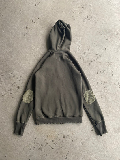 D/D Dye Distressed Zipper Hybrid Graphite Khaki Hoodie