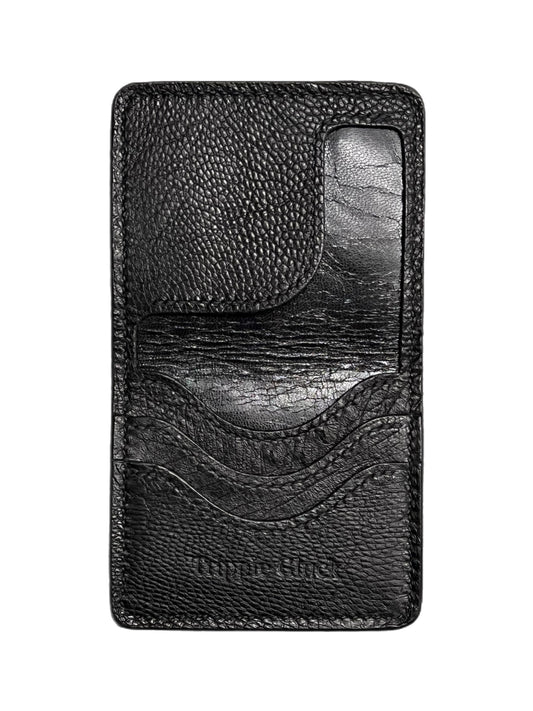 Black Ostrich Leg Leather Wallet