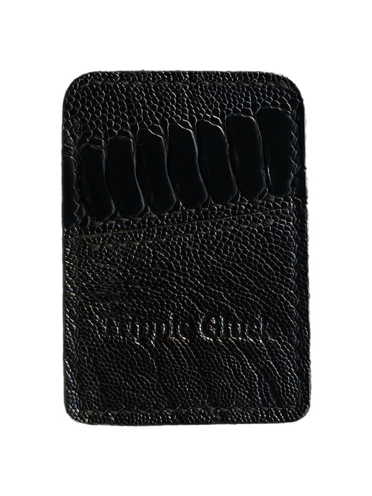 Black Ostrich Leg Leather Cardholder